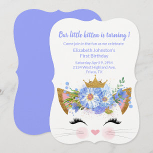 Princesa Bebês Gatinhos Primeiro Convite de Aniver