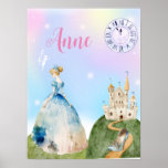 Princesa Birthday Kids Poster<br><div class="desc">Era uma vez,  a princesa estava virando...  Linha de Aniversário que pode ser editada. Convites e outras festas de aniversário.. Feliz aniversário!</div>