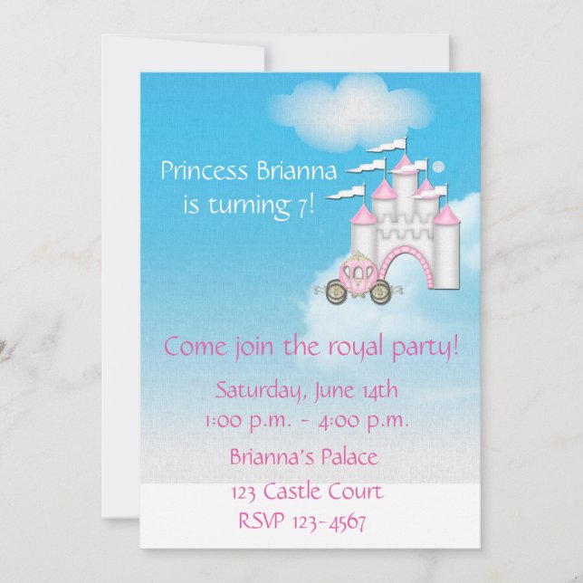 Princesa Castelo Convite (Frente)