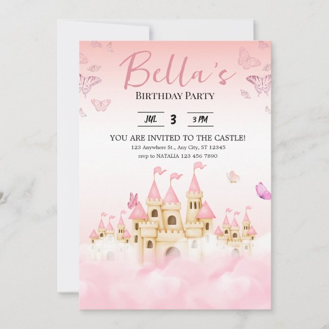Princesa Castle Birthday - Convite (Frente)
