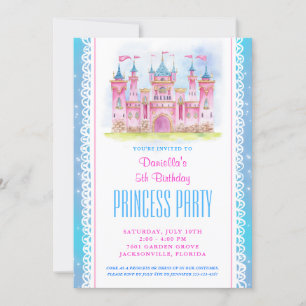 Princesa Castle Birthday - Convite Azul