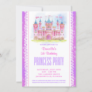 Princesa Castle Birthday - Convite Roxo