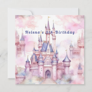 Princesa Castle Pink Purple Birthday Convite