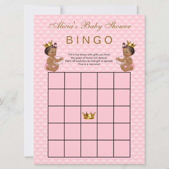 Princesa Chá de fraldas Bingo (Frente)