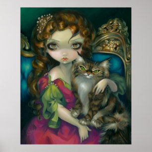 Princesa com Maine Coon Cat ART IMPRESSÃO rococo