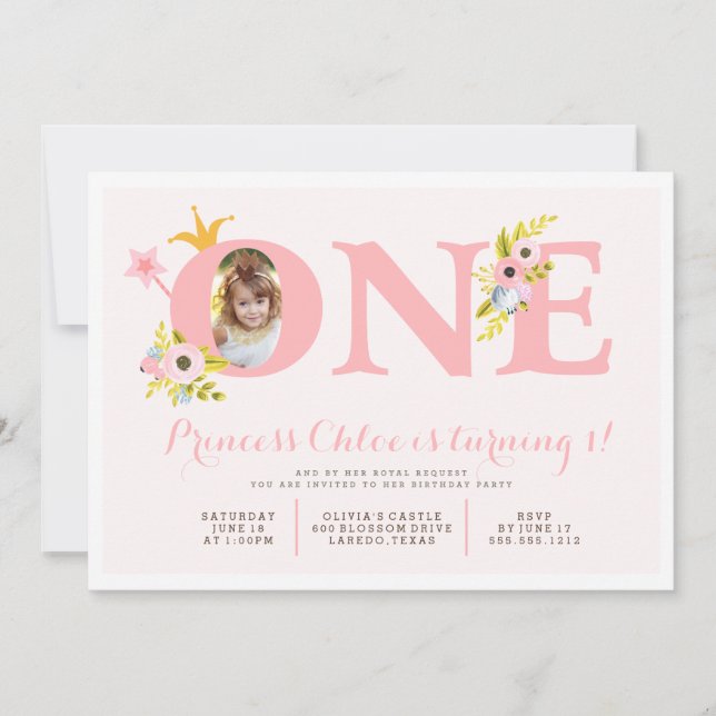 Princesa convite de festas da foto do primeiro (Frente)