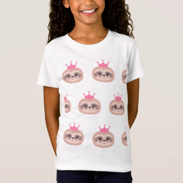 Princesa cor-de-rosa bonito T-shirt da preguiça (Frente)