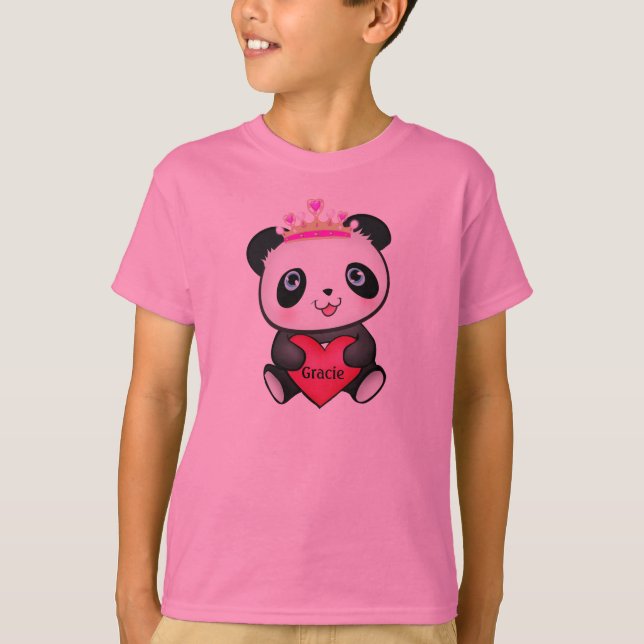 Princesa cor-de-rosa T-shirt da panda para o (Frente)
