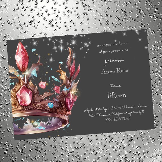 Princesa Coroa Real Convite de Aniversário (Criador carregado)