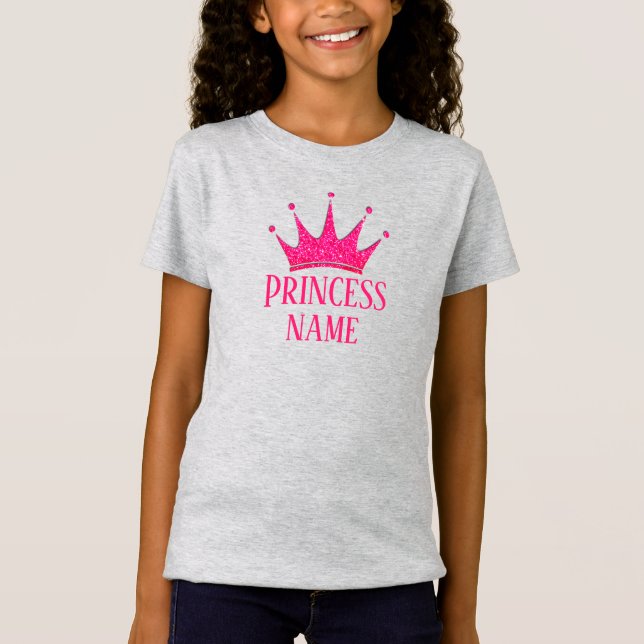 Princesa Coroa Rosa... Adicionar nome a T-Shirt (Frente)