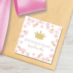 Princesa Coroa Rosa Dourada Boutique Cartão de vis