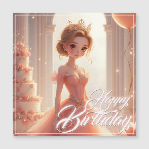 Princesa de Aniversário em um Vestido Rosa Sonhado