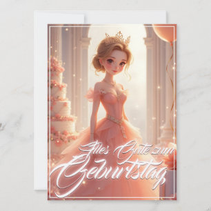 Princesa de aniversário em vestido rosa dos sonhos