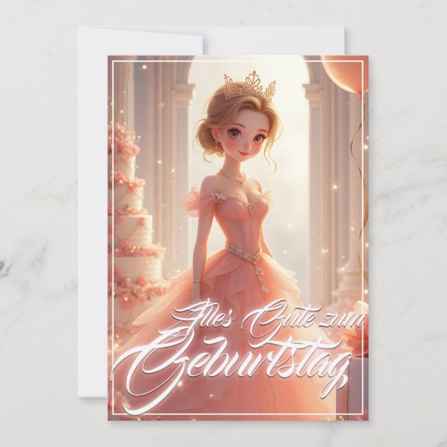 Princesa de aniversário em vestido rosa dos sonhos (Frente)