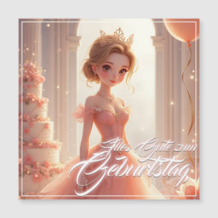 Princesa de aniversário em vestido rosa dos sonhos
