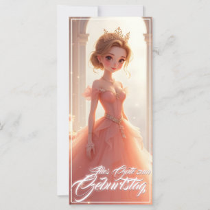 Princesa de aniversário em vestido rosa dos sonhos
