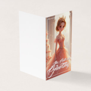 Princesa de aniversário em vestido rosa dos sonhos