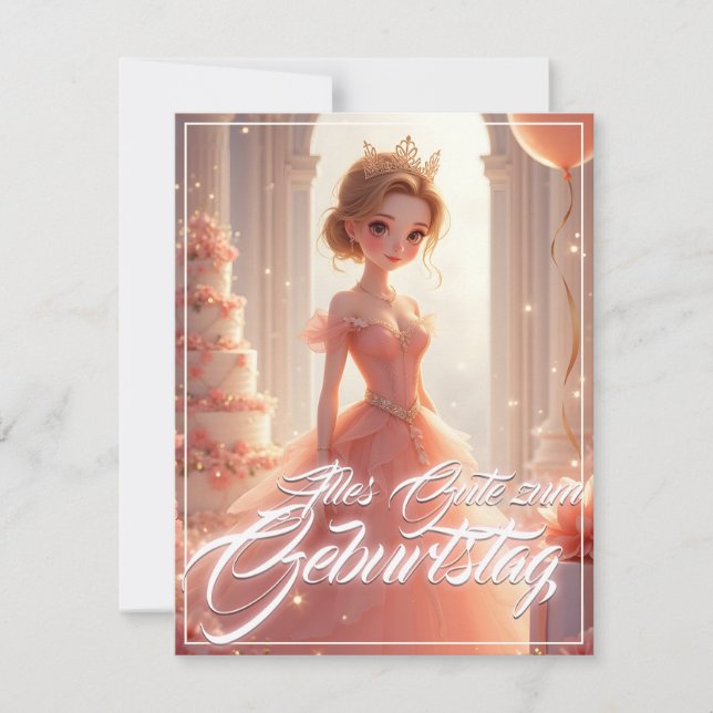 Princesa de aniversário em vestido rosa dos sonhos (Frente)