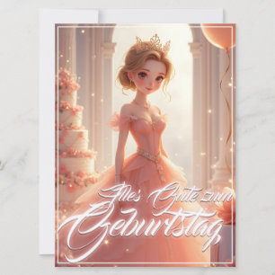 Princesa de aniversário em vestido rosa dos sonhos