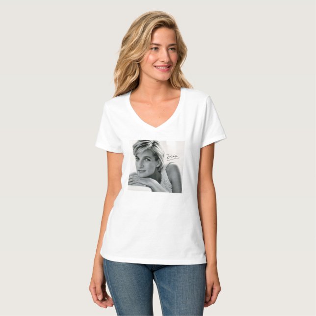 Princesa Diana Elegante Assinatura T-shirt (Frente Completa)
