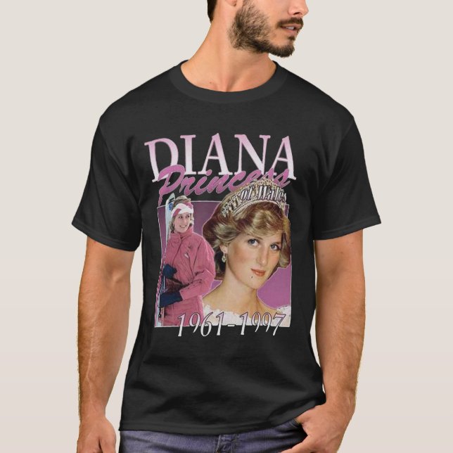 Princesa Diana Vintage 90s Clássica T-Shirt (Frente)