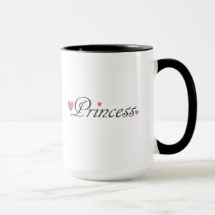 Princesa e caneca cor-de-rosa dos corações
