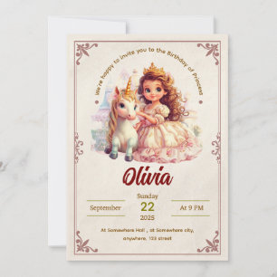 Princesa Editável e Convite de Aniversário do Unic