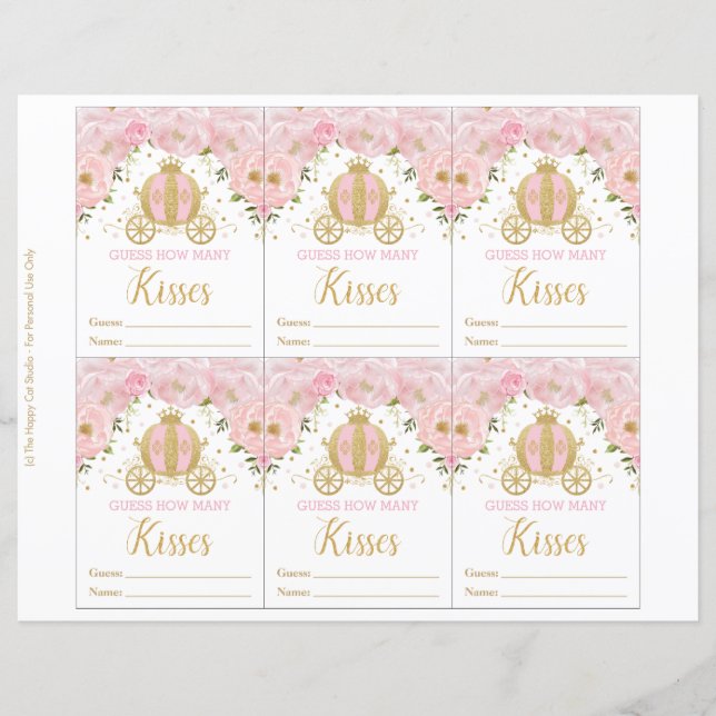 Princesa Floral Rosa Imagina Quantos Jogo De Beijo (Frente)