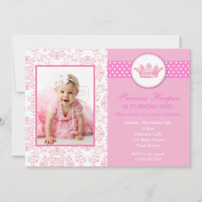 Princesa Fotografia Convites de Aniversário (Frente)