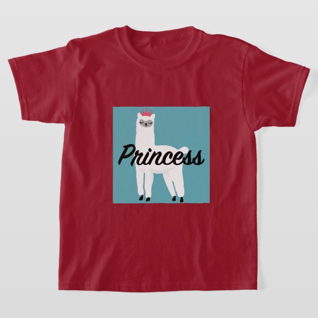 Princesa Lama Design - Camiseta Básica Para Menina (Postura )