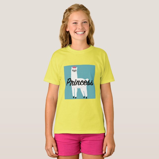 Princesa Lama Design - Camiseta Básica Para Menina (Frente Completa)