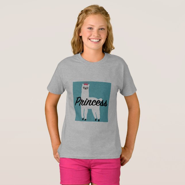 Princesa Lama Design - Camiseta Básica Para Menina (Frente Completa)