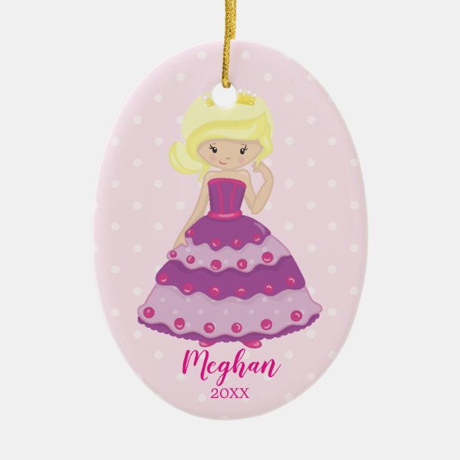 Princesa loura bonito enfeites de natal (Frente)