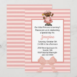 Princesa Menina Primeiro Convite De Aniversário
