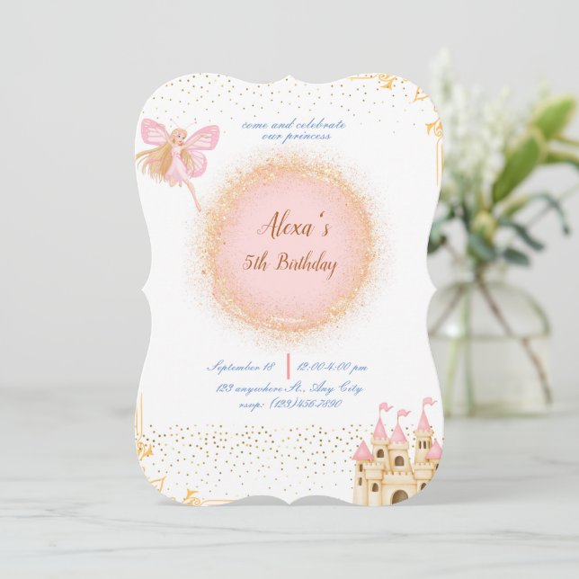 Princesa No Convite De Aniversário De Prink (Em pé/Frente)