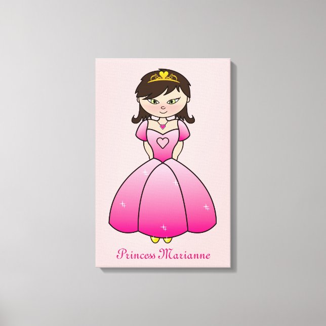 Princesa Personalizada Girls Room Canvas Wall Art (Frente)