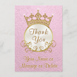 Princesa Rosa Personalizada Obrigado Cartões