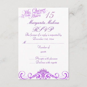 Princesa Roxo Tiara Quinceanera RSVP