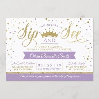 Princesa Sip e Veja o Convite ao Chá de fraldas
