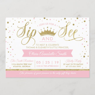 Princesa Sip e Veja o Convite ao Chá de fraldas