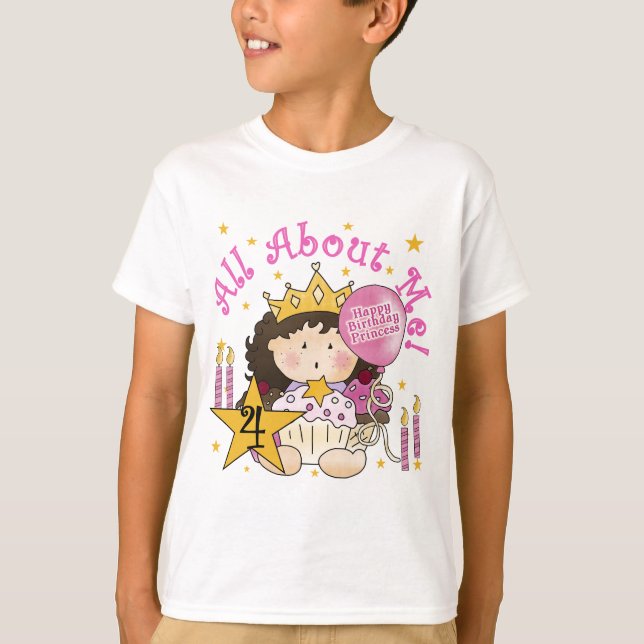 Princesa Sobre Os Meus 4º Aniversário Camisetas (Frente)
