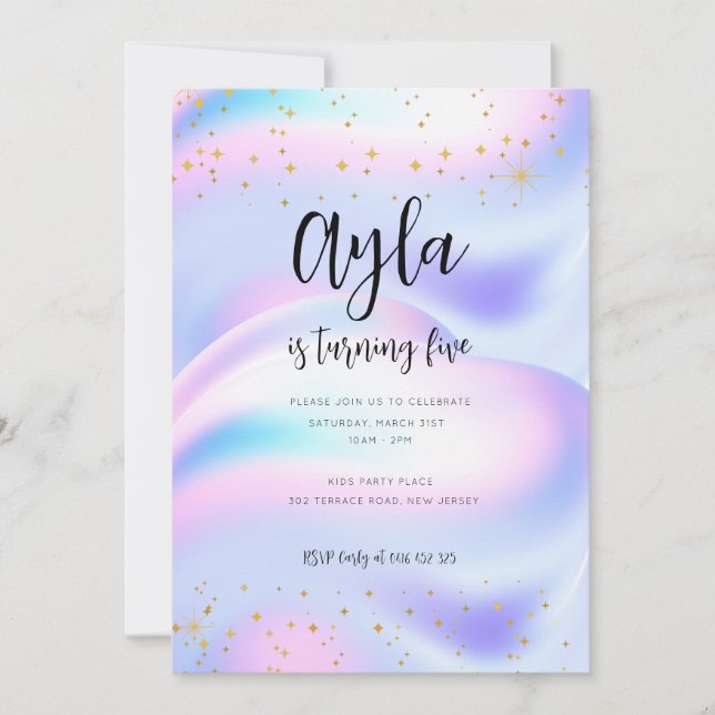 Princesa Sparkles 5 Birthday Convite (Frente)