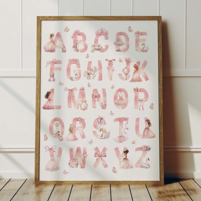 Princess Alphabet ABC Poster Kids Room Decor (Criador carregado)