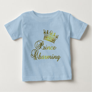 Príncipe encantador em camiseta Dourada para bebê