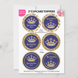 Príncipe Real Azul Dourado, Rei Cupcake Toppers