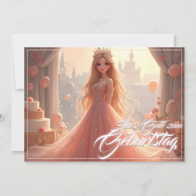 Prinzessin Geburtstagskarte em Rosa (Frente)
