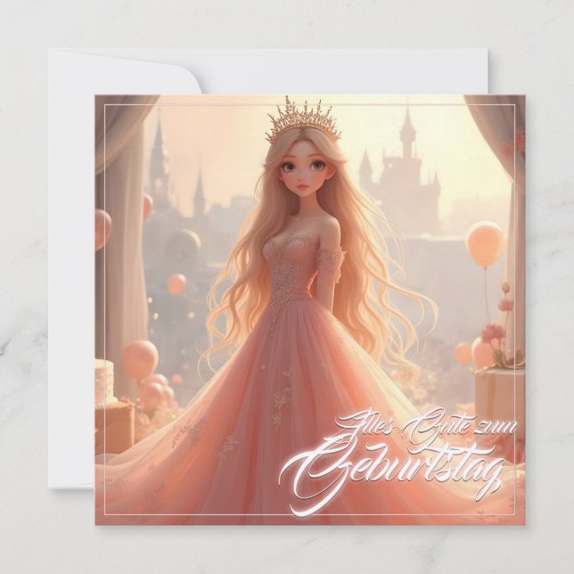 Prinzessin Geburtstagskarte em Rosa (Frente)