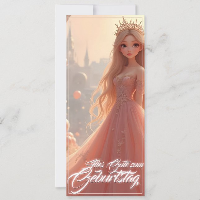 Prinzessin Geburtstagskarte em Rosa (Frente)