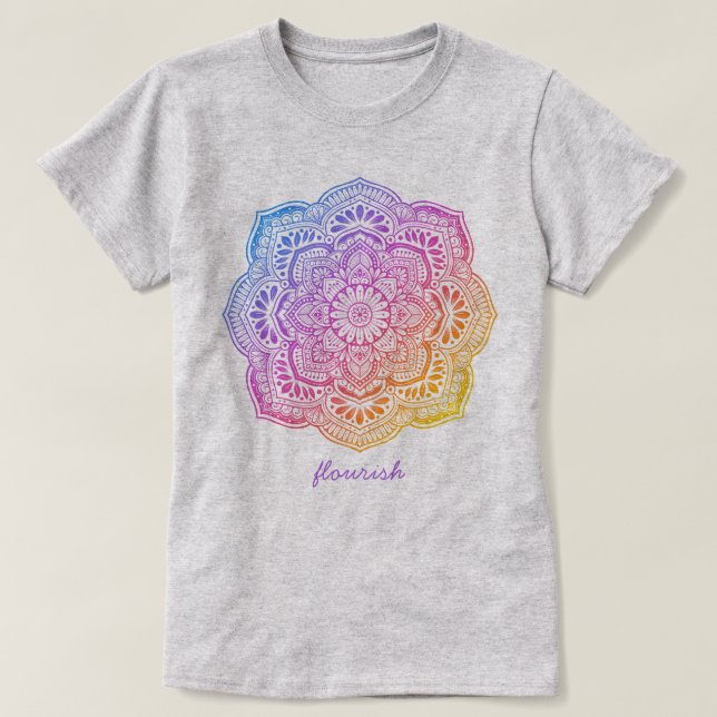 Prism Flower Mandala Personalized T-Shirt (Frente do Design)