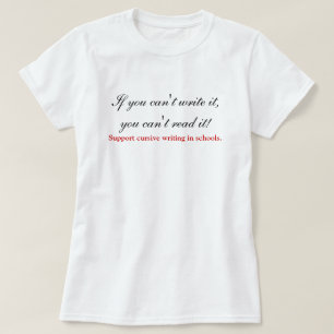 Pro escrita Cursive no t-shirt das escolas